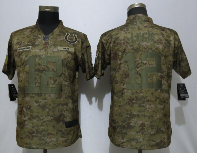 Nike Colts 12 Andrew Luck Camo Women Salute To Service Limited Jersey