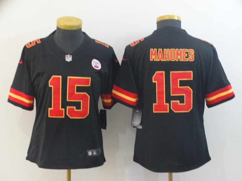 Nike Chiefs 15 Patrick Mahomes Black Women's  Vapor Untouchable Limited Jersey