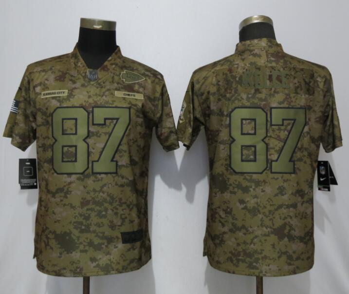 Nike Chiefs 87 Travis Kelce Camo Camo Women's  Salute To Service Limited Jersey