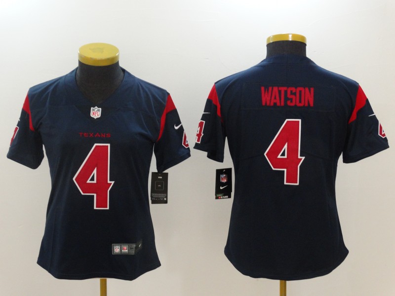 Nike Texans 4 Deshaun Watson Navy Women Color Rush Limited Jersey