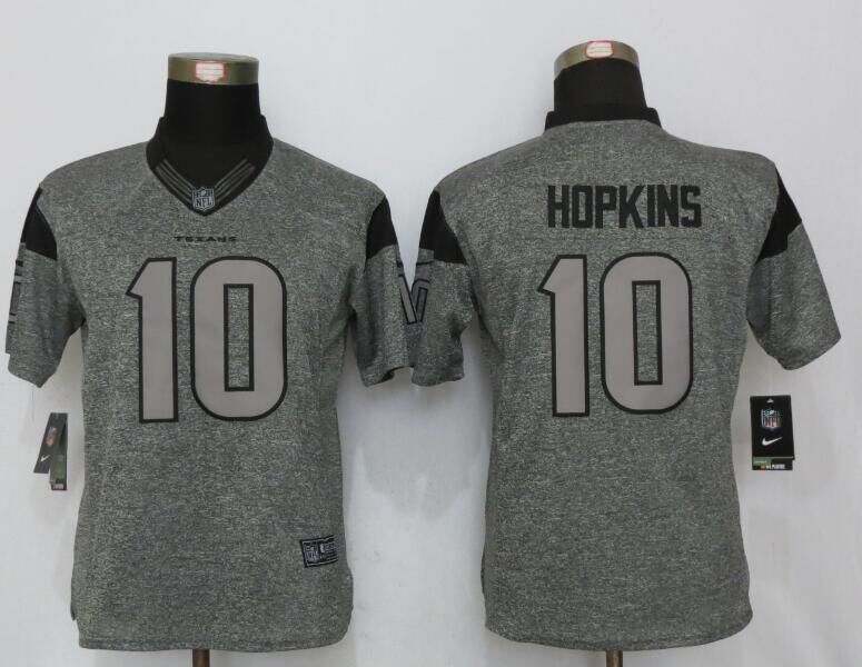 Nike Texans 10 DeAndre Hopkins Gray Gridiron Gray Women Limited Jersey
