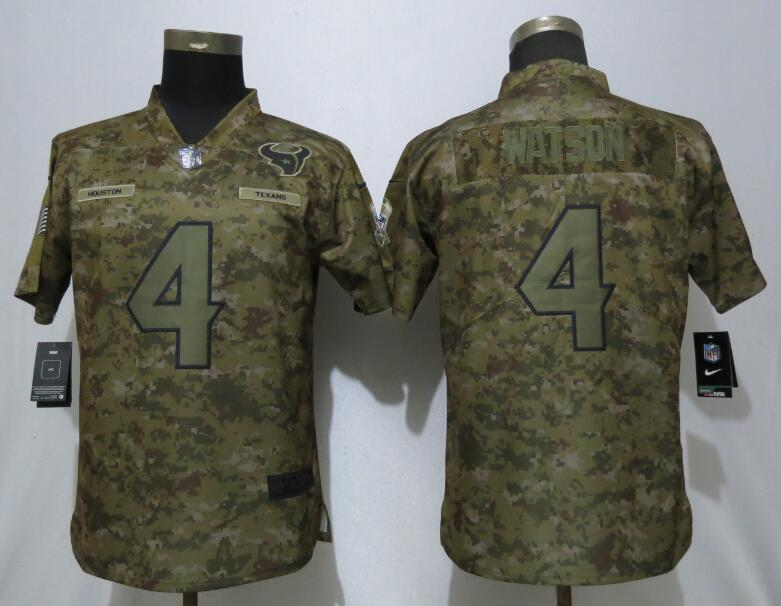Nike Texans 4 Deshaun Watson Camo Women Salute To Service Limited Jersey