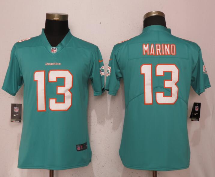 Nike Dolphins 13 Dan Marino Aqua Women Vapor Untouchable Limited Jersey