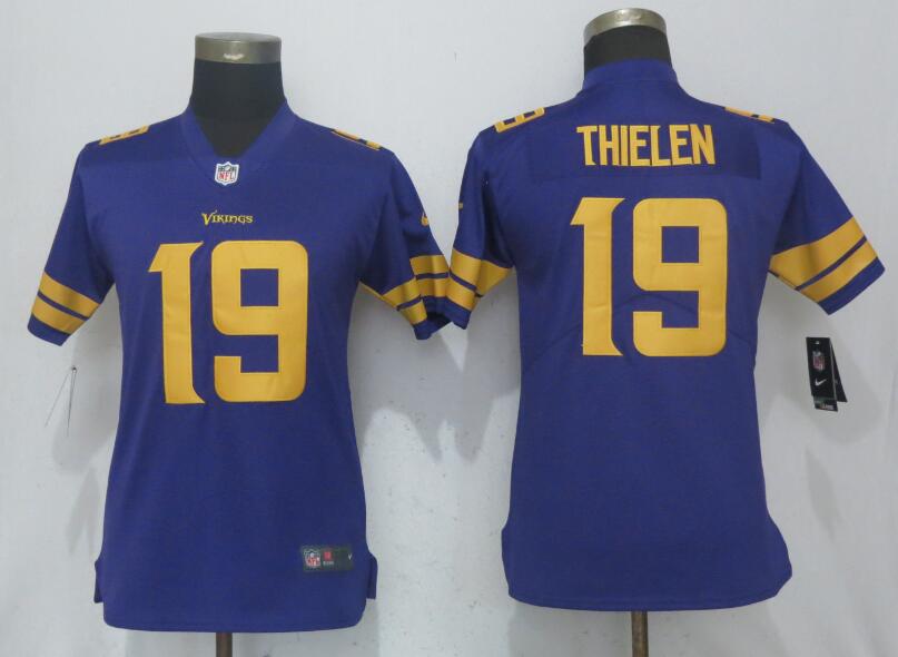Nike Vikings 19 Adam Thielen Purple Women Color Rush Limited Jersey
