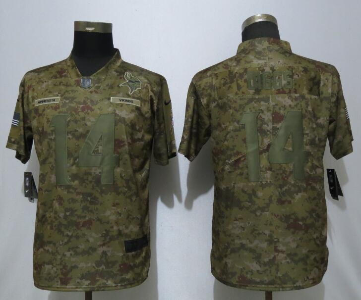 Nike Vikings 14 Stefon Diggs Camo Women Salute To Service Limited Jersey