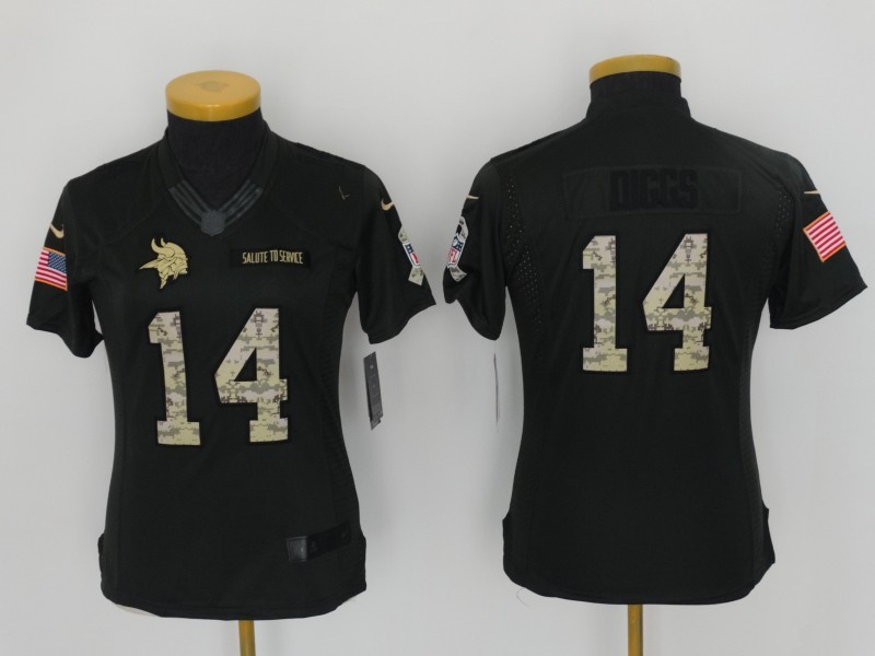 Nike Vikings 14 Stefon Diggs Anthracite Women Salute To Service Limited Jersey