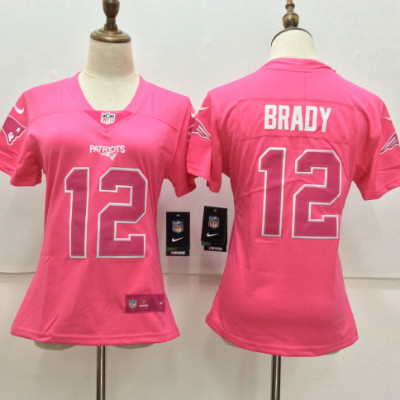 Nike Patriots 12 Tom Brady Pink Women Vapor Untouchable Player Limited Jersey