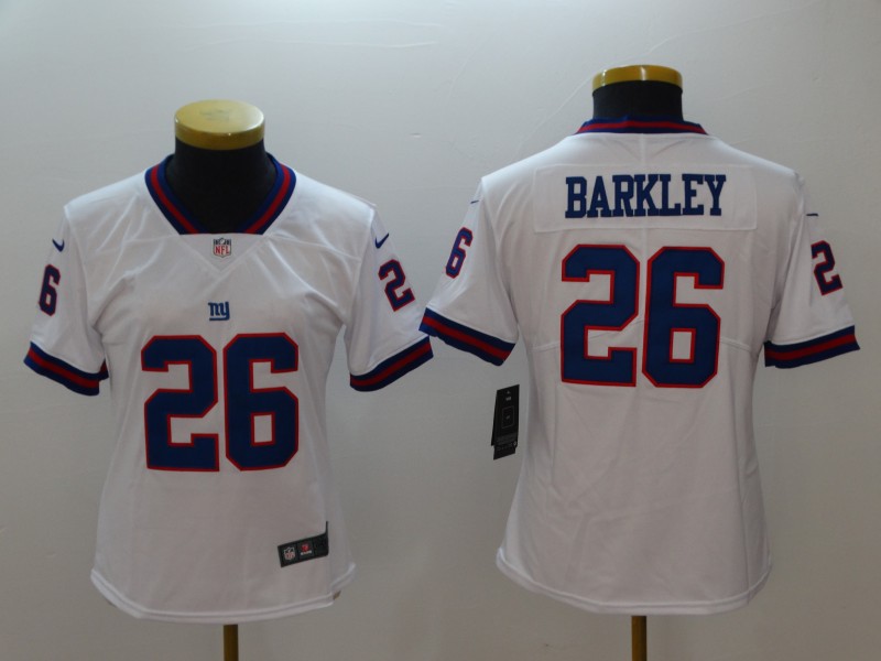 Nike Giants 26 Saquon Barkley White Women Color Rush Limited Jersey