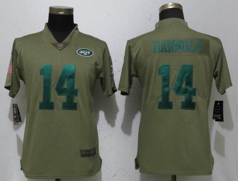 Nike Jets 14 Sam Darnold Olive Women Salute To Service Limited Jersey
