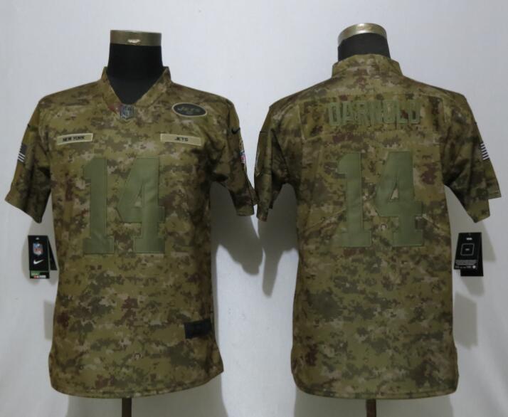 Nike Jets 14 Sam Darnold Camo Women Salute To Service Limited Jersey