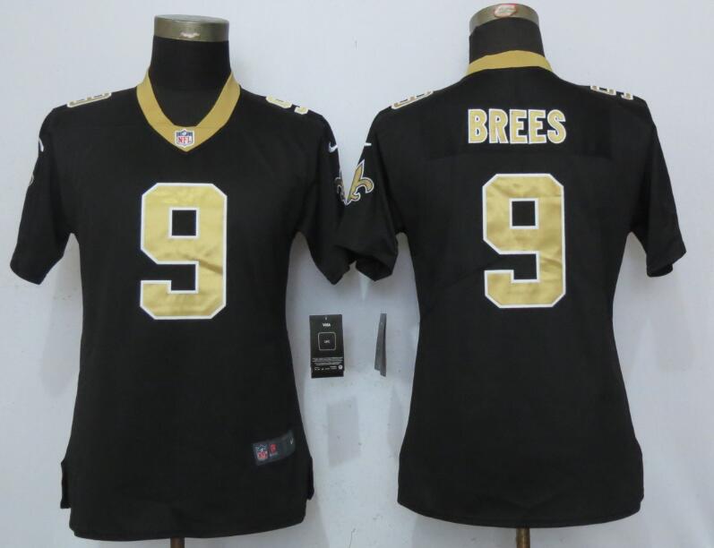 Nike Saints 9 Drew Brees Black Women Vapor Untouchable Limited Jersey