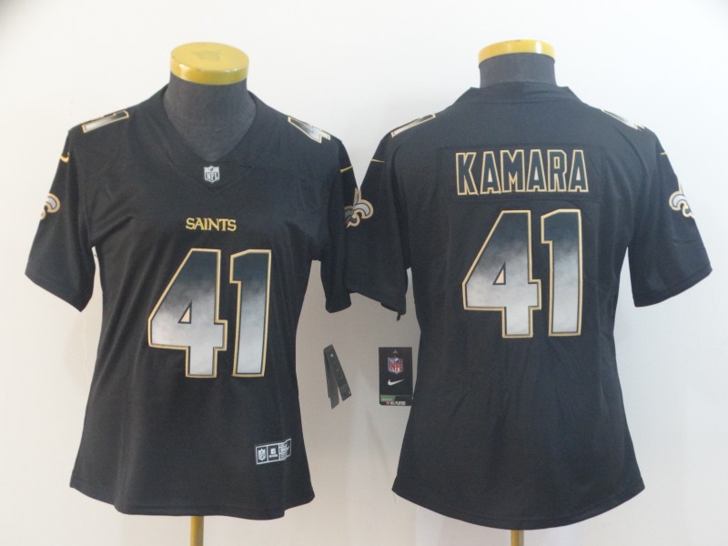 Nike Saints 41 Alvin Kamara Black Arch Smoke Women Vapor Untouchable Limited Jersey