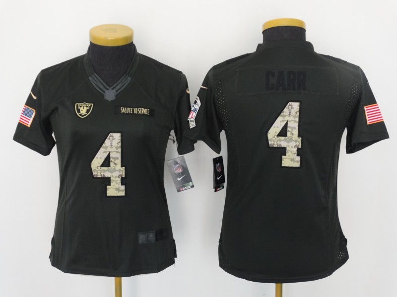 Nike Raiders 4 Derek Carr Anthracite Salute To Service Women Limited Jersey