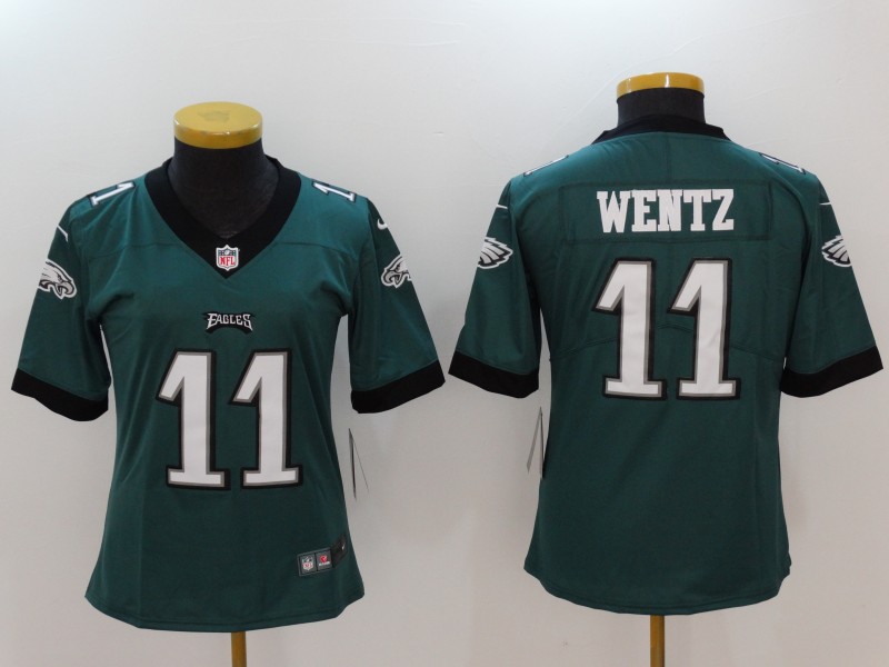 Nike Eagles 11 Carson Wentz Green Women Vapor Untouchable Player Limited Jersey