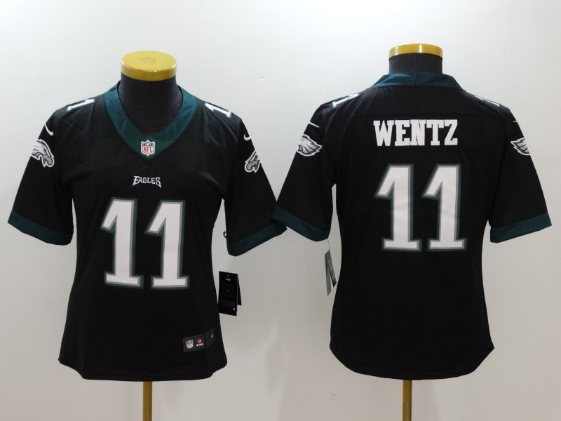 Nike Eagles 11 Carson Wentz Black Vapor Untouchable Women Limited Jersey