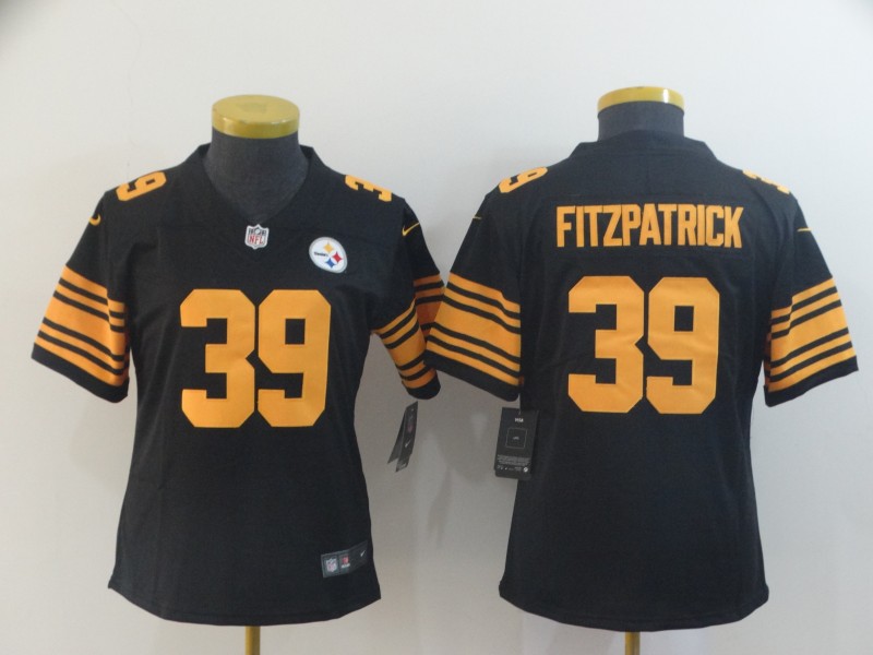 Nike Steelers 39 Minkah Fitzpatrick Black Women Color Rush Limited Jersey