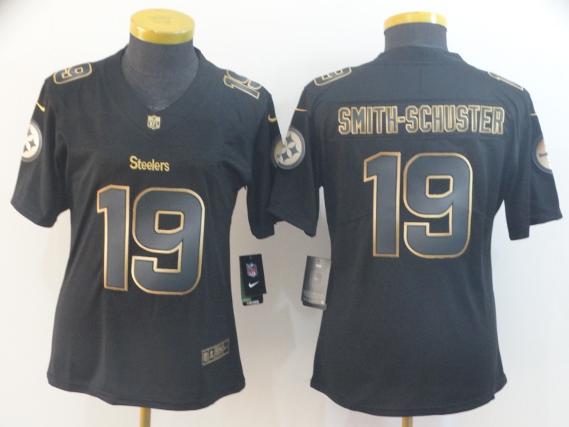 Nike Steelers 19 JuJu Smith-Schuster Black Gold Women Vapor Untouchable Limited Jersey