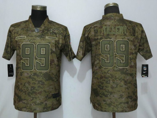 Nike Chargers 99 Jerry Tillery Camo Women Salute To Service Limited Jersey