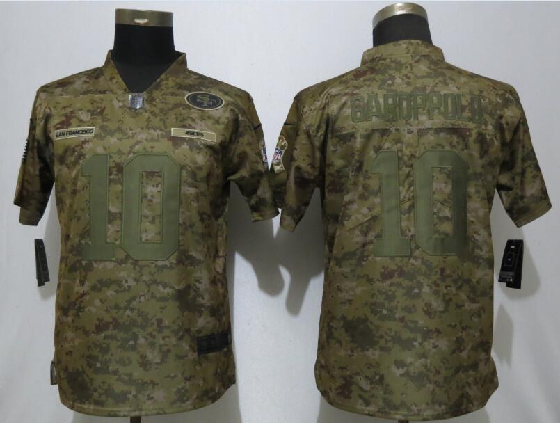 Nike 49ers 10 Jimmy Garoppolo Camo Women Salute To Service Limited Jersey