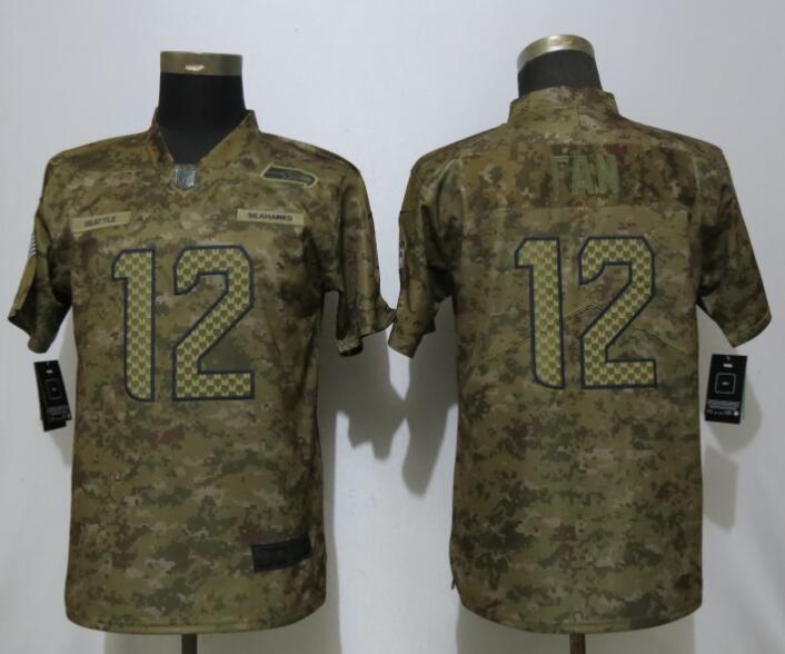 Nike Seahawks 12 Fan Camo Women Salute To Service Limited Jersey