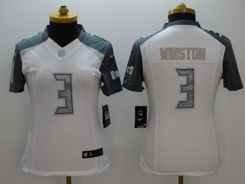 Nike Buccaneers 3 Jameis Winston White Platinum Women Limited Jersey