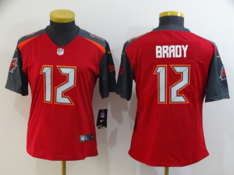 Buccaneers 12 Tom Brady Red Women Vapor Untouchable Limited Jersey