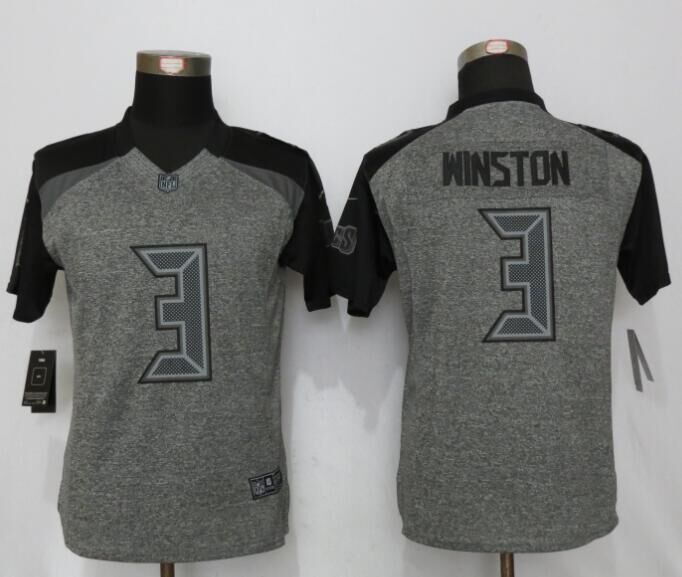 Nike Buccaneers 3 Jameis Winston Gray Gridiron Gray Women Limited Jersey