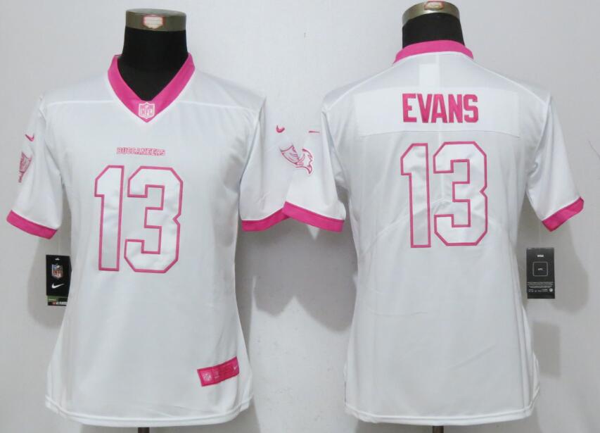 Nike Buccaneers 13 Mike Evans White Pink Women Limited Jersey
