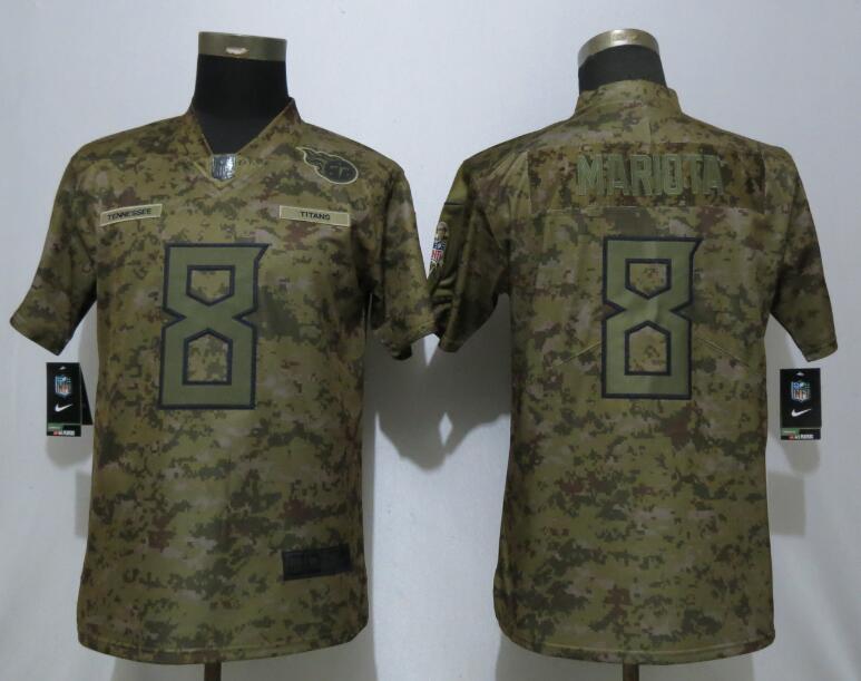 Nike Titans 8 Marcus Mariota Camo Women Salute To Service Limited Jersey