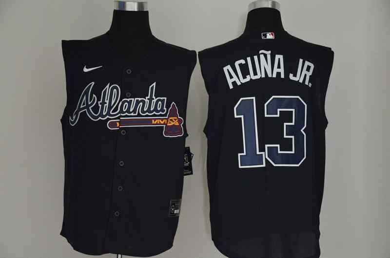 Braves 13 Ronald Acuna Jr. Navy Nike Cool Base Sleeveless Jersey