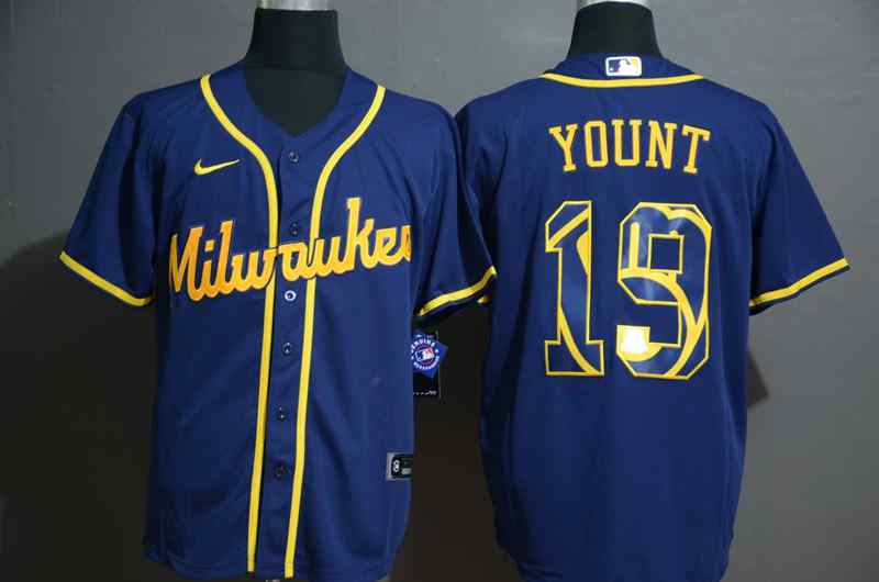 Brewers 19 Robin Yount Royal 2020 Nike Cool Base Fashion Jersey