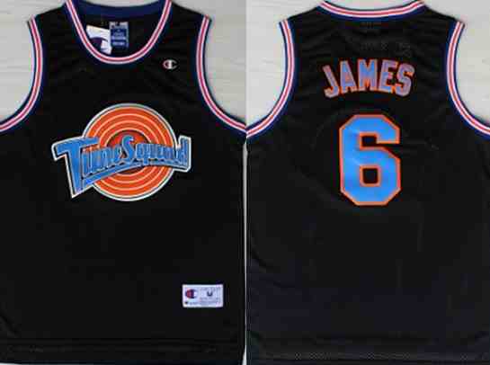Tune Squad 6 James Black Stitched Movie Basketball Jersey