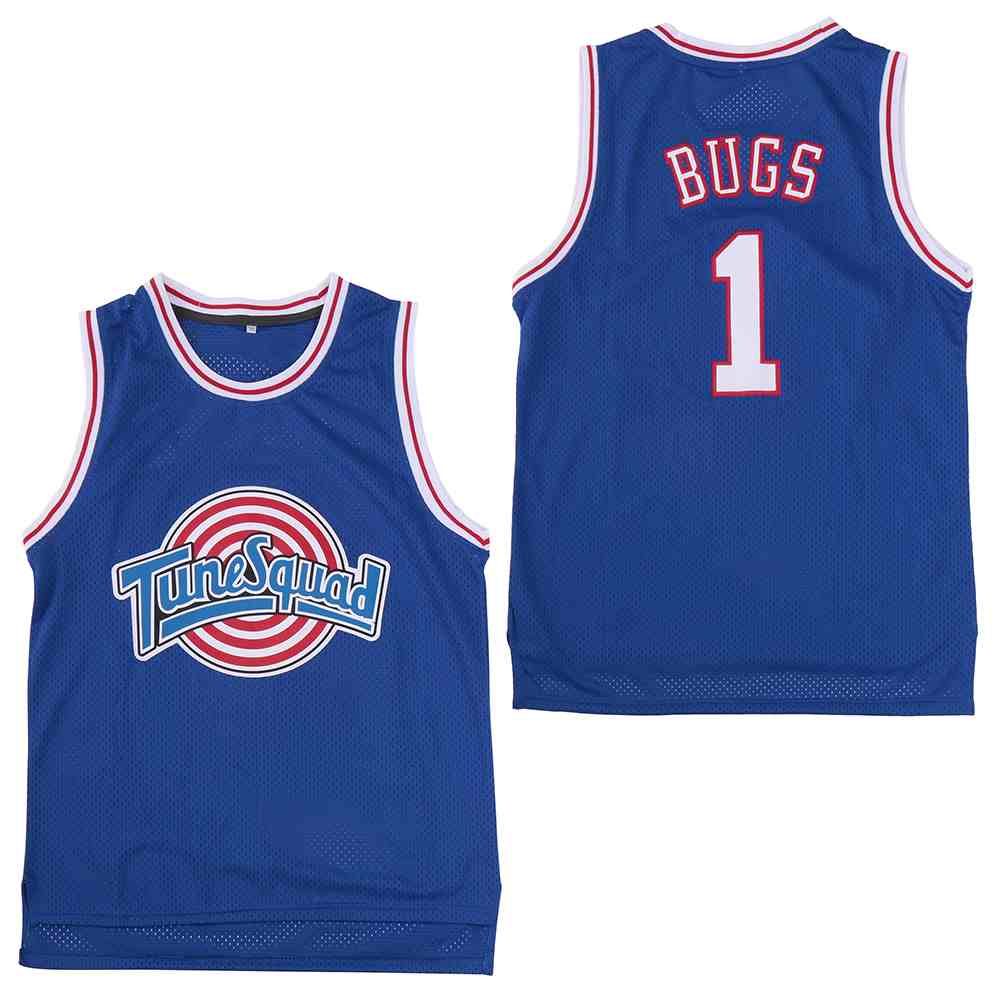Tune Squad 1  Bugs Blue Stitched Movie Basketball Jersey