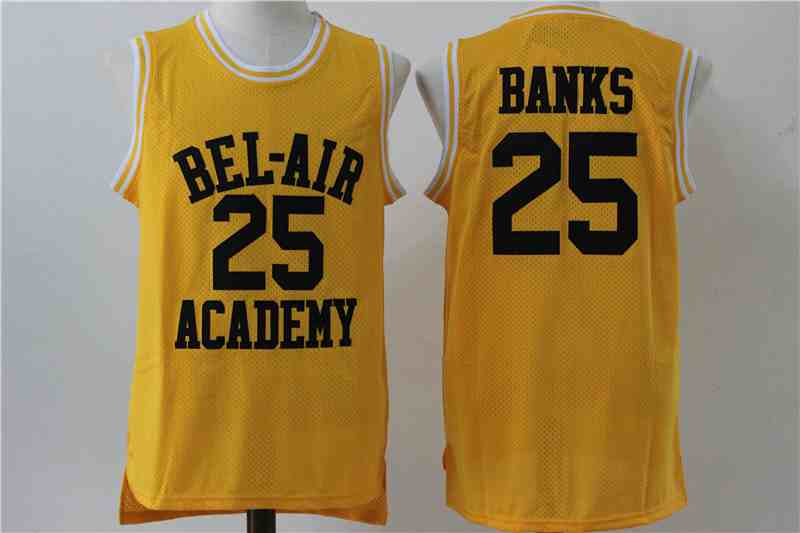 Bel Air Academy 25 Carlton Banks Yellow Stitched Movie Jersey