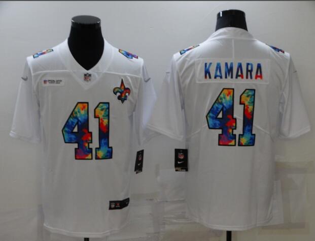 Nike Saints 41 Alvin Kamara White Vapor Untouchable Rainbow Limited Jersey