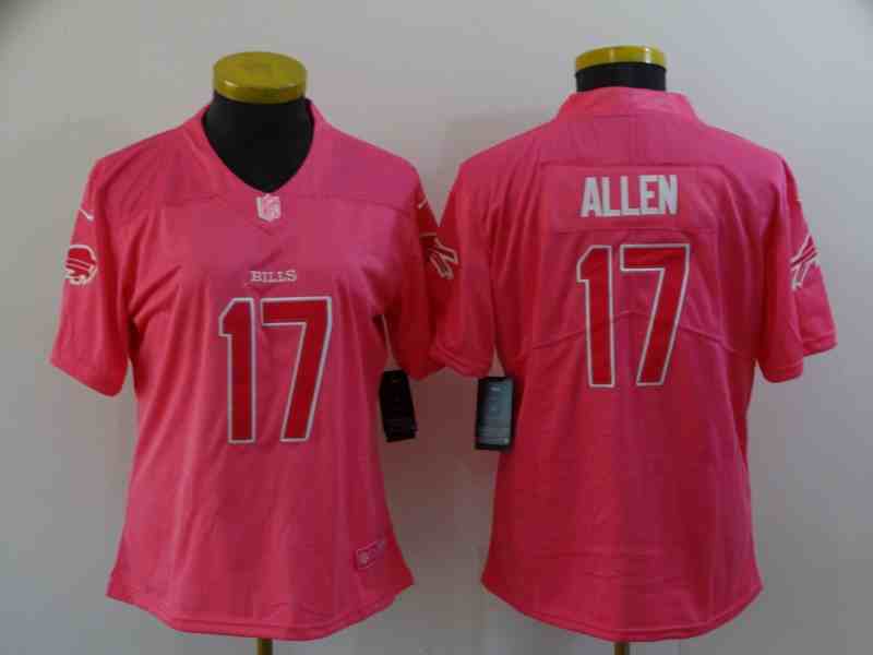 Women's Buffalo Bills #17 Josh Allen Pink Vapor Untouchable Limited Stitched Jersey