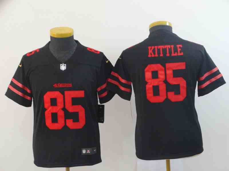 Youth NFL San Francisco 49ers #85 George Kittle Black Vapor Untouchable Limited Stitched Jersey