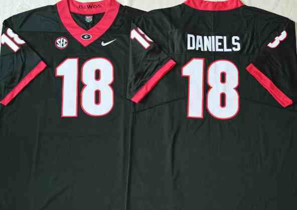 Mens NCAA Georgia Bulldogs Black #18 DANIELS 2021 Jersey
