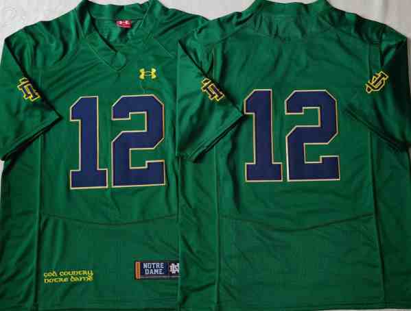 Mens NCAA Norte Dame Fighting Irish Green #12 2021 Jersey