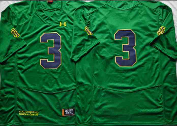 Mens NCAA Norte Dame Fighting Irish Green #3 2021 Jersey