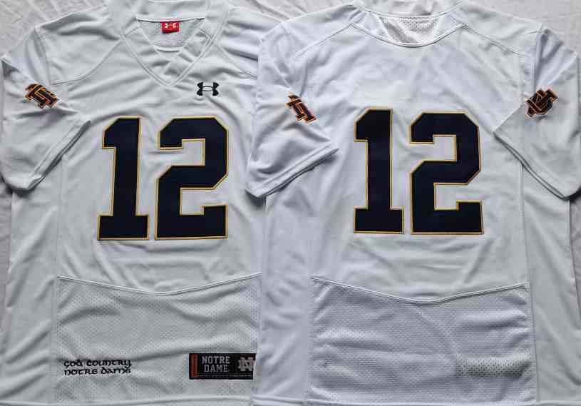 Mens NCAA Norte Dame Fighting Irish White #12 2021 Jersey