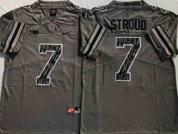 Mens NCAA Ohio State Buckeyes GRAY #7 STROUD 2021 Jersey