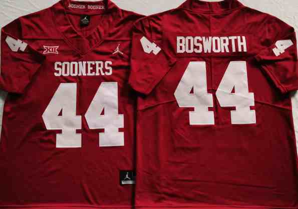 Mens NCAA Oklahoma Sooners Red #44 BOSWORTH 2021 Jersey