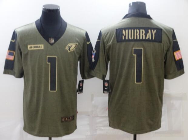 Men's Arizona Cardinals 1 Kyler Murray Nike Olive 2021 Salute To Service Limited Player Jersey