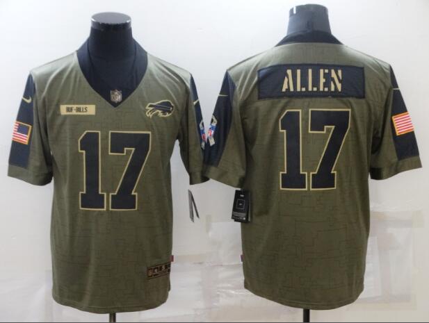 Men's Buffalo Bills 17 Josh Allen Nike Olive 2021 Salute To Service Limited Player Jersey