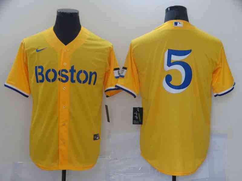 Boston Red Sox #5 Enrique Hernandez Gold 2021 City Connect Cool Base Jersey