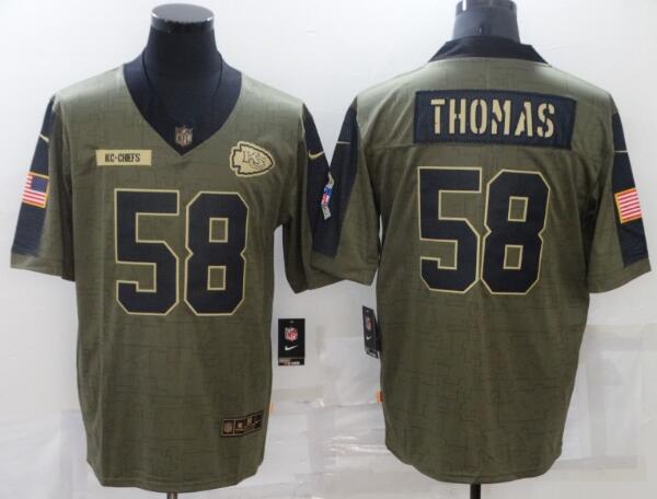 Men's Kansas City Chiefs 58 Derrick Thomas Nike Olive 2021 Salute To Service Retired Player Limited Jersey