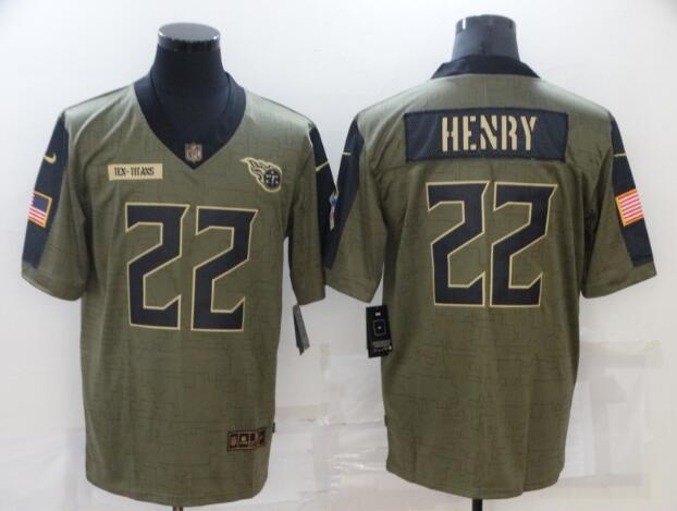 Men's Tennessee Titans 22 Derrick Henry Nike Olive 2021 Salute To Service Limited Player Jersey