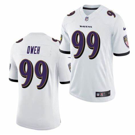 Men's Baltimore Ravens #99 Jayson Oweh White Limited Jersey