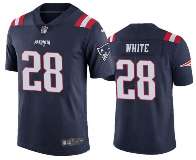 New England Patriots 28   James White Blue Color Rush Limited Jersey